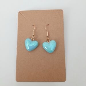 Fashion Jewelry Aqua Heart Earrings